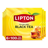 Lipton Black Tea Bags 600-Count Premium Breakfast Tea with High Caffeine for Hot or Iced Tea Beverages, 100% Rainforest Alliance Certified Bulk Tea, 6-Pack of 100 Bags Each