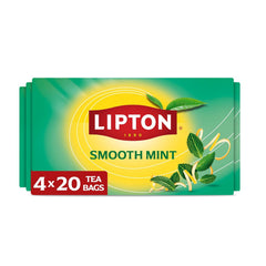 Lipton Smooth Mint with Lemon Peels Tea Bags, Caffeine Free Tea, Fruit and Herbal Tea, Individually Wrapped, 80 Total tea Bags (20ct - Pack of 4)