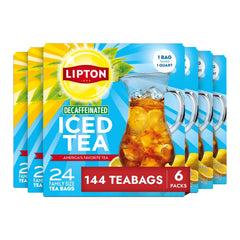 Lipton Decaf Black Iced Tea Bags, Family Size Zero Calories, 144 Total Tea Bags (24ct - Pack of 6)
