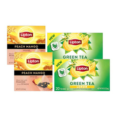 Lipton Lemon Green Tea & Peach Mango Black Tea 20CT (2ea) (Variety Pack)