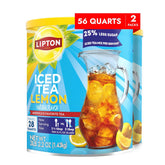 Lipton Lemon Flavor Iced Tea Mix with Reduced Sugar, Makes 28 Quarts (Pack of 2)