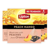 Lipton Black Tea Peach Mango, Pyramid Tea Bags, Flavored Teabags for a Refreshing Cup of Tea, 80 Total Tea Bags (20ct - Pack of 4)