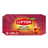 Lipton English Breakfast Tea Bags, Flavored Teabags, 120 Total Bags (20ct - Pack of 6)
