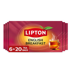 Lipton English Breakfast Tea Bags, Flavored Teabags, 120 Total Bags (20ct - Pack of 6)