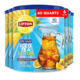 Lipton Zero Sugar Iced Tea Mix, Lemon Flavor Black Iced Tea, Makes 10 Quarts (Pack of 6)