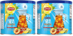 Lipton Zero Sugar Iced Tea Mix, Peach Flavor Black Iced Tea, Makes 10 Quarts (Pack of 2)