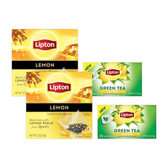 Lipton Lemon Green Tea, & Lemon Black Tea 20CT (2ea) (Variety Pack)