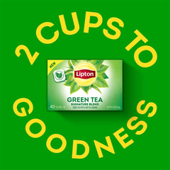Lipton Green Tea Bags, 40 Count, Pack of 2 | Unsweetened | Contains Caffeine | With Flavonoids