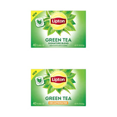 Lipton Green Tea Bundle, Caffeinated for Day and Decaffeinated for Night, Unsweetened Teabags, Hot Tea or Iced Tea with Flavonoids, 80 Total Tea Bags (40ct - Pack of 2)