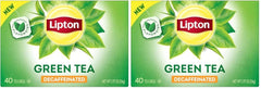 Lipton Decaffeinated Green Tea Bags, Unsweetened Teabags for Decaf Hot Tea or Decaf Iced Tea with Flavonoids, 40 Total Tea Bags (Pack of 2)