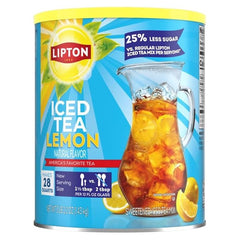 Lipton Lemon Flavor Iced Tea Mix with Reduced Sugar, Makes 28 Quarts (Pack of 2)