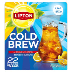 Lipton Cold Brew Iced Tea Bags, Family Size Zero Calories, Easy-To-Make with no boiling needed, 22 Total Tea Bags