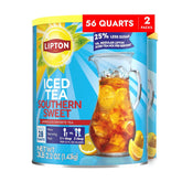 Lipton Southern Sweet Reduced Sugar Iced Tea Mix, 28QT (Pack of 2)