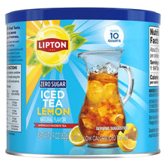 Lipton Zero Sugar Iced Tea Mix, Lemon Flavor Black Iced Tea, Makes 10 Quarts (Pack of 6)