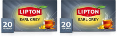 Lipton Earl Grey Black Tea Bags, Italian Citrus Bergamot Flavor, 20 Total Tea Bags (Pack of 2)