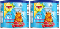 Lipton Zero Sugar Iced Tea Mix, Raspberry Flavor Black Iced Tea, Makes 10 Quarts (Pack of 2)