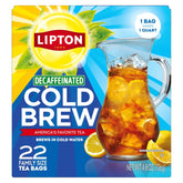 Lipton Decaffeinated Cold Brew Black Tea Bags Family Size 22-Count - Rainforest Alliance Certified Iced Tea Bags for Refreshing Decaf Tea Beverages and Smooth Crisp Taste