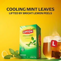 Lipton Smooth Mint with Lemon Peels Tea Bags, Caffeine Free Tea, Fruit and Herbal Tea, Individually Wrapped, 80 Total tea Bags (20ct - Pack of 4)