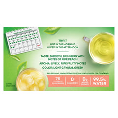 Lipton Peach Green Tea Bags, Flavored, Unsweetened Teabags for Hot Tea or Peach Iced Tea with Caffeine and Flavonoids, 20 Total Tea Bags