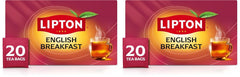 Lipton English Breakfast Tea Bags, Flavored Teabags, 20 Total Bags (Pack of 2)